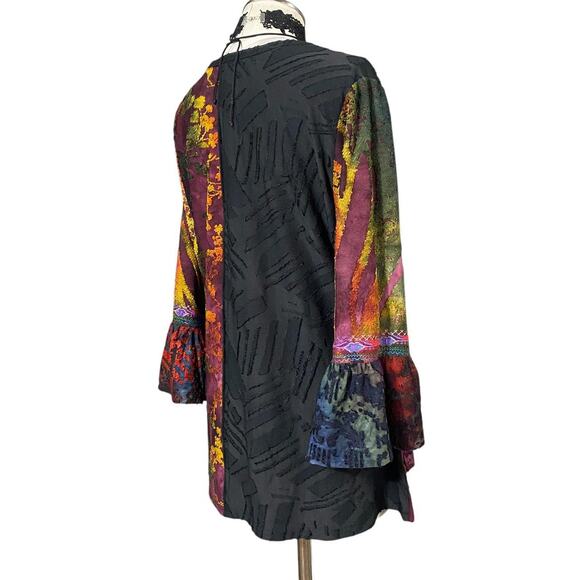 Y2K Caleaas Whimsygoth Dark Fairy Boho Hippie Patchwork Embroidered Blouse - Picture 7 of 8